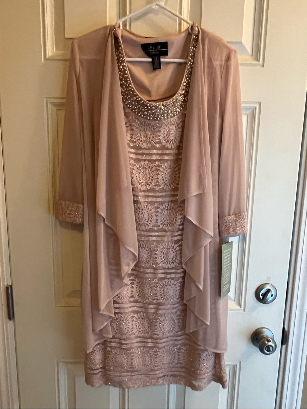 R&M Richards Rose Lace Dress with Chiffon Jacket.  NWT.  Size 8.